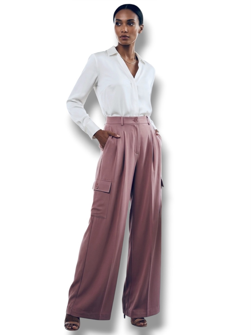 DOKOTOO NWT Pants Pink Wide Leg Cargo Pockets Flowy Streetwear Women's Size 8